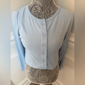 Auden Sleepwear Women Blue Button Long Sleeve Top Size Xs